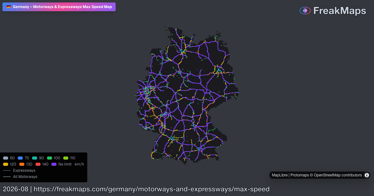 Germany Unlimited Speed Highway Map
