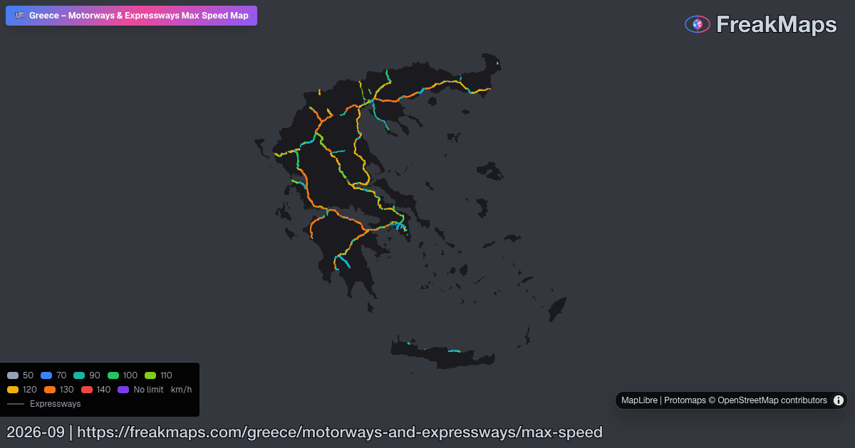Greece - Motorway & Expressway Speed Limits | FreakMaps