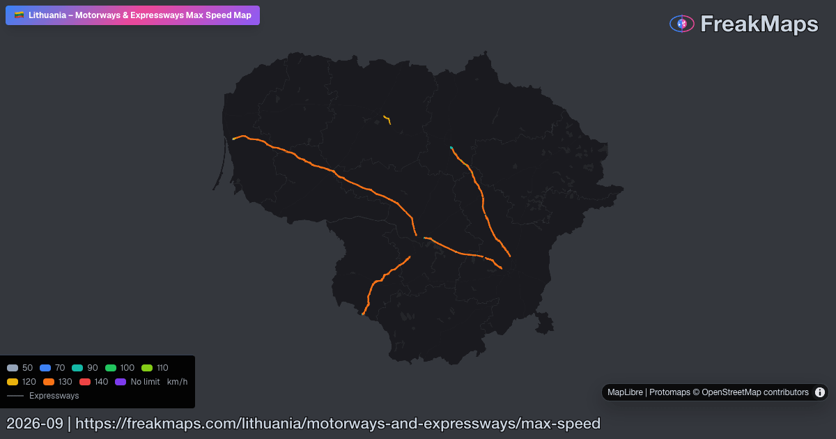 Lithuania - Motorway & Expressway Speed Limits | FreakMaps