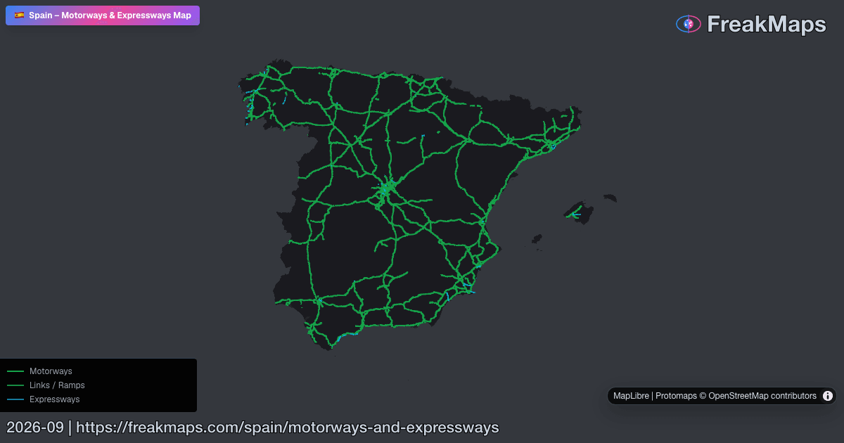 Spanish Motorways Spain Motorways & Expressways Map — Full Highway Network | FreakMaps