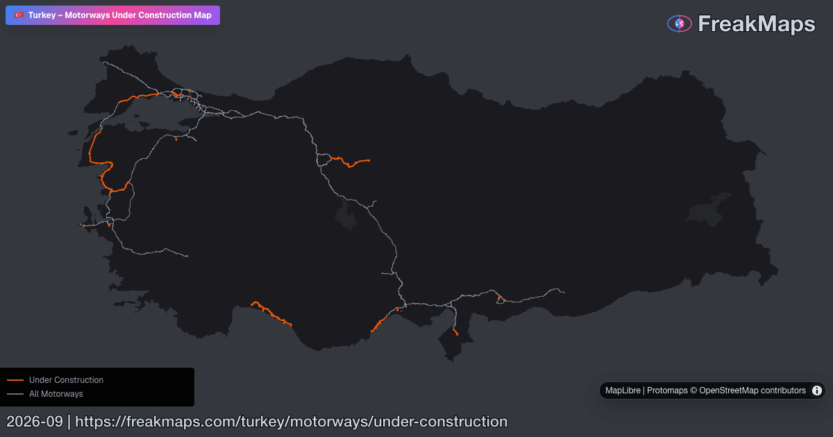 Turkey - Motorways Under Construction | FreakMaps
