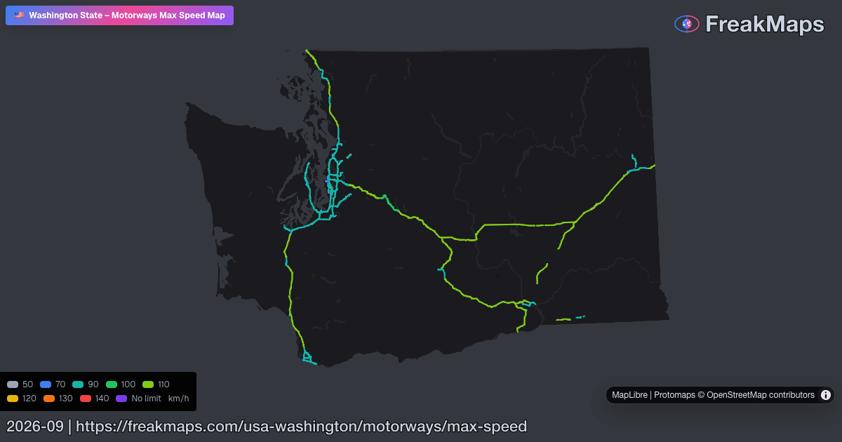 Washington - Motorway Speed Limits | FreakMaps